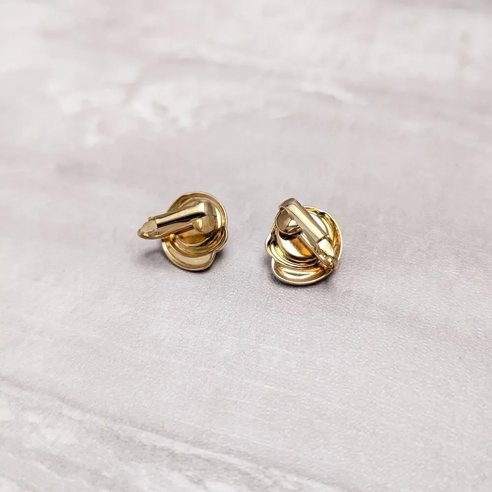 Vintage Clip On Earrings Stylish Classic Glam Gold Tone & Faux Pearl